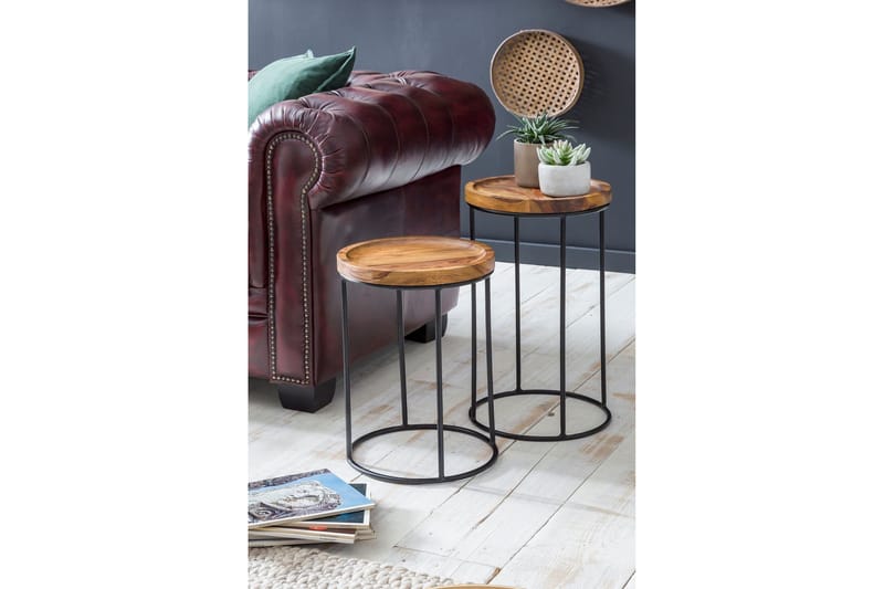 Dewester Settbord 31 cm 2 Bord - Massivt Tre/Svart - Møbler - Bord - Sofabord