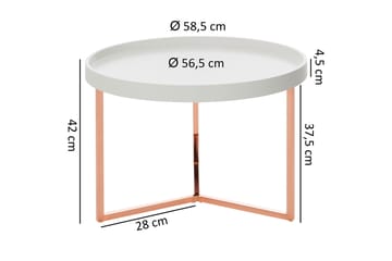 Dhir Sofabord 59 cm Rundt - Hvit/Messing - Møbler - Bord - Sofabord