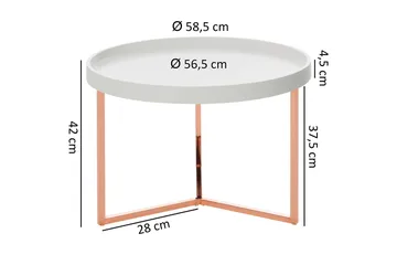 Dhir Sofabord 59 cm Rundt - Hvit/Messing - Møbler - Bord - Sofabord