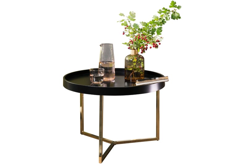 Dhir Sofabord 59 cm Rundt - Svart/Gull - Møbler - Bord - Sofabord