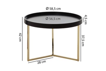 Dhir Sofabord 59 cm Rundt - Svart/Gull - Møbler - Bord - Sofabord