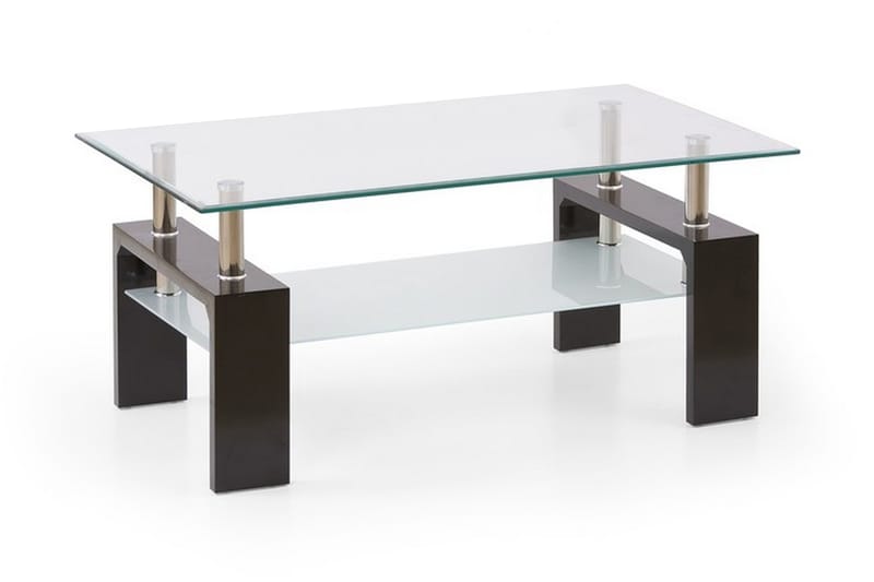 Diana Sofabord 100 cm med Oppbevaringshylle - Glass/Brun - Sofabord