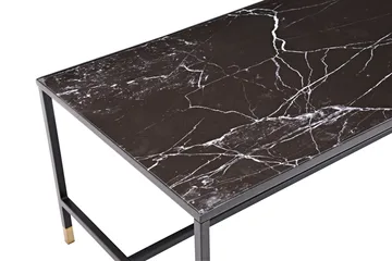 Dipp Sofabord 130 cm Marmormønster - Glas/Sort/Messing - Møbler - Bord - Sofabord