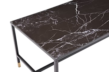 Dipp Sofabord 130 cm Marmormønster - Glas/Sort/Messing - Møbler - Bord - Sofabord