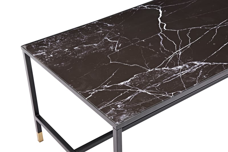 Dipp Sofabord 130 cm Marmormønster - Glas/Sort/Messing - Møbler - Bord - Sofabord