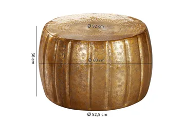 Dominoe 60 cm Rundt Sofabord med Hamret Trommeform i Metall - Gull - Møbler - Bord - Sofabord