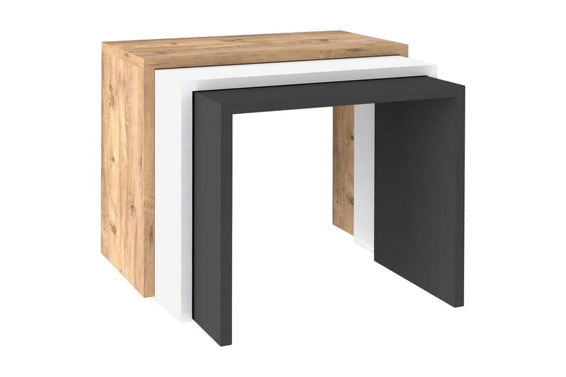 Doren Settbord  3-pk 50 cm - Valnøtt|Hvit|Grå - Sofabord - Settbord