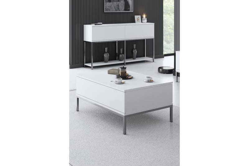 Dorlord Sofabord 90 cm - Hvit/Grå - Møbler - Bord - Sofabord