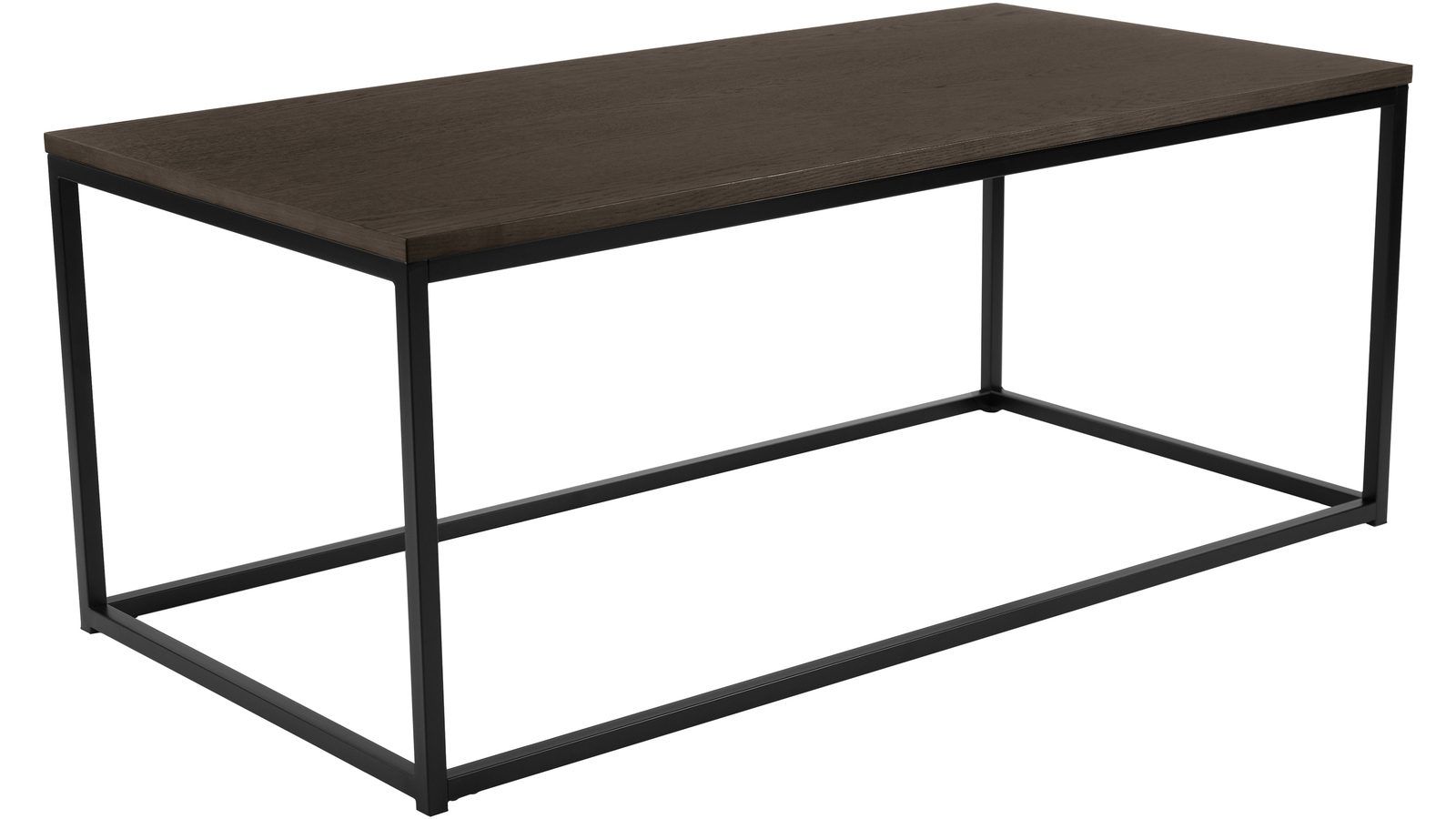 Sofabord Dover 120x60 cm - Mørkebrun eikefiner med svartlakkerte metallben