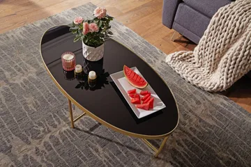 Dredyn Sofabord 110 cm Ovalt - Glass/Svart/Gull - Møbler - Bord - Sofabord