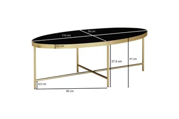 Dredyn Sofabord 110 cm Ovalt - Glass/Svart/Gull - Møbler - Bord - Sofabord