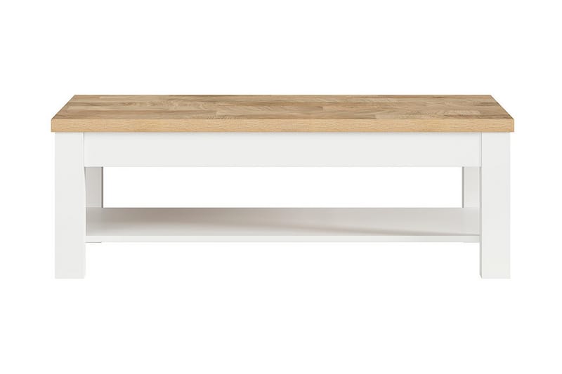 Dreviso Sofabord 130 cm med Oppbevaringshylle - Hvit/Natur - Sofabord