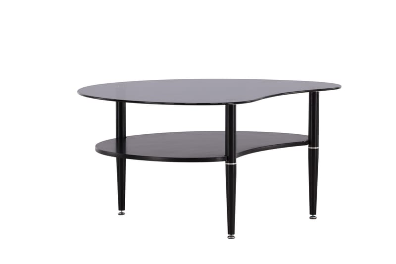 Egg Ovalt Sofabord med Hylle 101x80 cm i Glass med Metallben - Røykgrå - Møbler - Bord - Sofabord