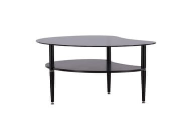 Egg Ovalt Sofabord med Hylle 101x80 cm i Glass med Metallben - Røykgrå - Møbler - Bord - Sofabord
