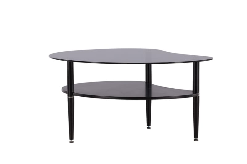 Egg Ovalt Sofabord med Hylle 101x80 cm i Glass med Metallben - Røykgrå - Møbler - Bord - Sofabord