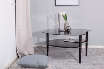Egg Ovalt Sofabord med Hylle 101x80 cm i Glass med Metallben - Røykgrå - Møbler - Bord - Sofabord