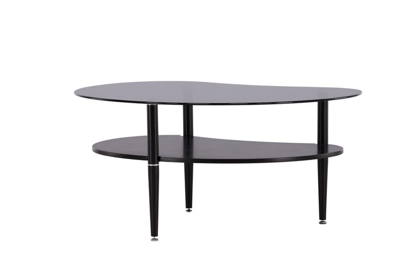Egg Ovalt Sofabord med Hylle 101x80 cm i Glass med Metallben - Røykgrå - Møbler - Bord - Sofabord
