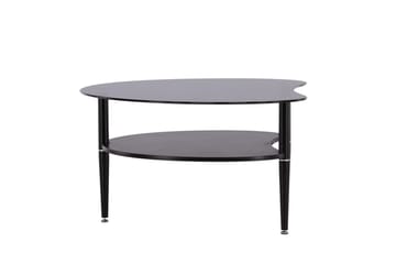 Egg Ovalt Sofabord med Hylle 101x80 cm i Glass med Metallben - Røykgrå - Møbler - Bord - Sofabord