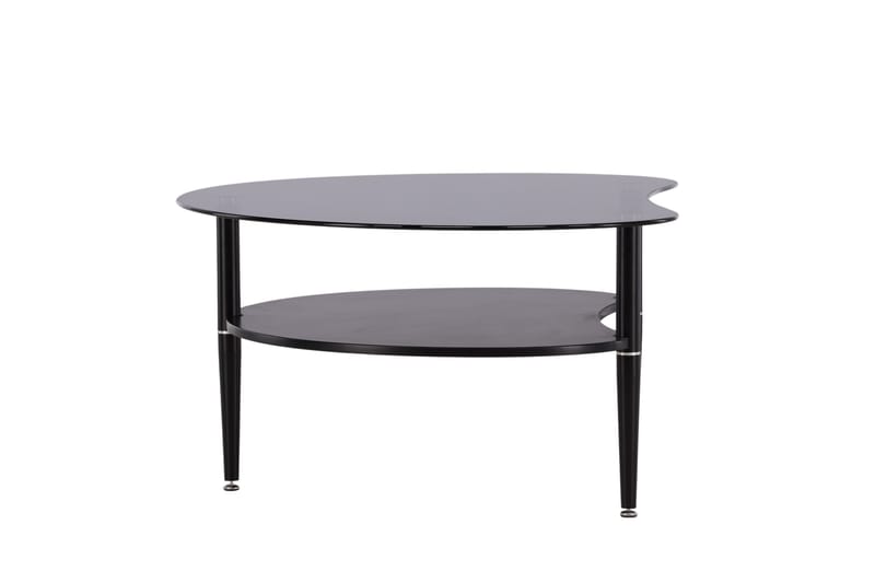 Egg Ovalt Sofabord med Hylle 101x80 cm i Glass med Metallben - Røykgrå - Møbler - Bord - Sofabord