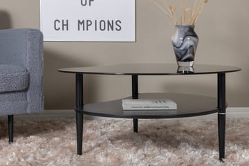 Egg Ovalt Sofabord med Hylle 101x80 cm i Glass med Metallben - Røykgrå - Møbler - Bord - Sofabord