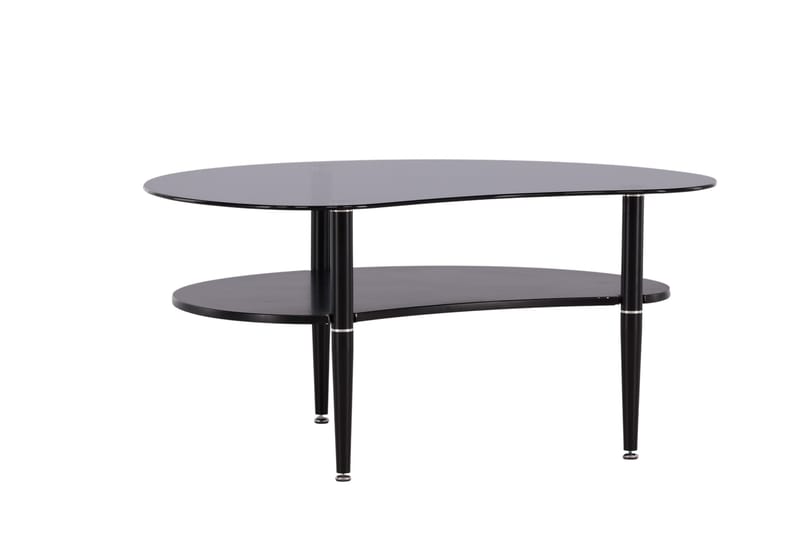 Egg Ovalt Sofabord med Hylle 101x80 cm i Glass med Metallben - Røykgrå - Møbler - Bord - Sofabord