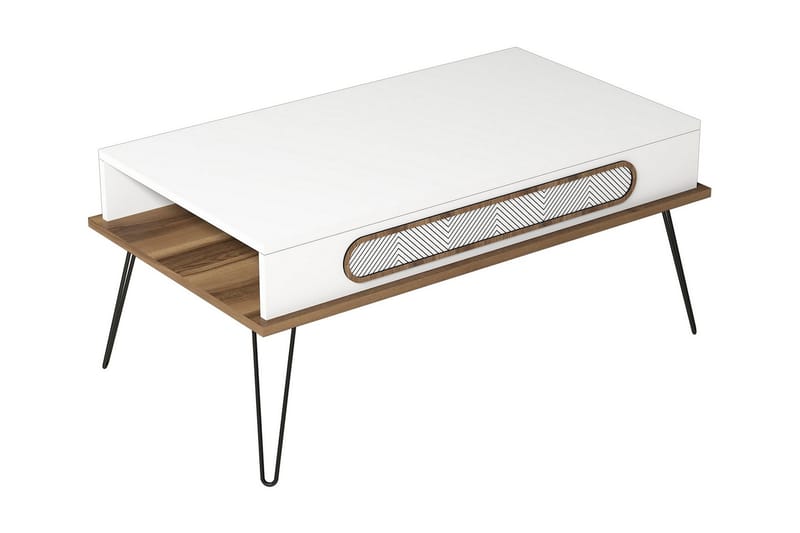 Ekolane Sofabord 105 cm med Oppbevaringshylle - Hvit/Natur - Møbler - Bord - Sofabord