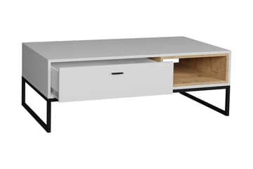 Ekomi Sofabord 120 cm med Oppbevaring Skuff + Hylle - Natur/Svart - Møbler - Bord - Sofabord