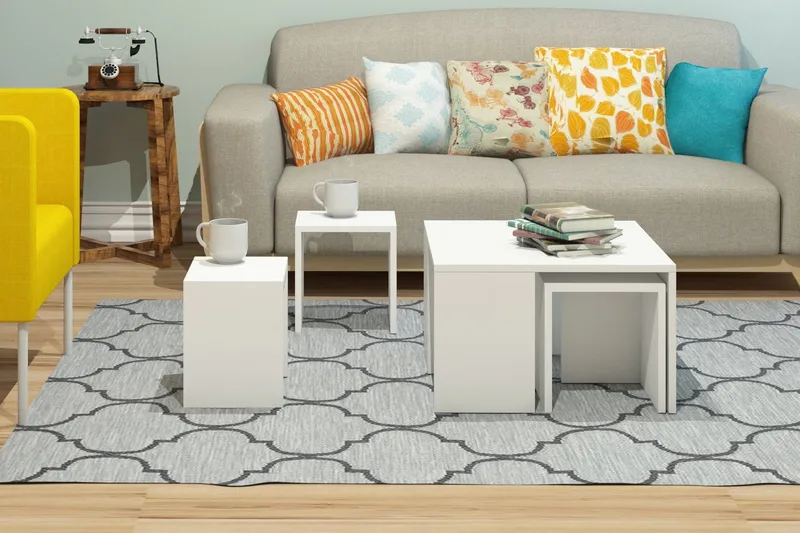 Elegancia Settbord 60 cm 4 Bord - Hvit - Møbler - Bord - Sofabord