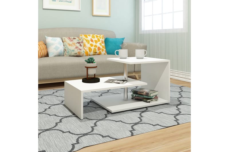 Elegancia Sofabord 100 cm med Oppbevaringshylle - Hvit - Møbler - Bord - Sofabord