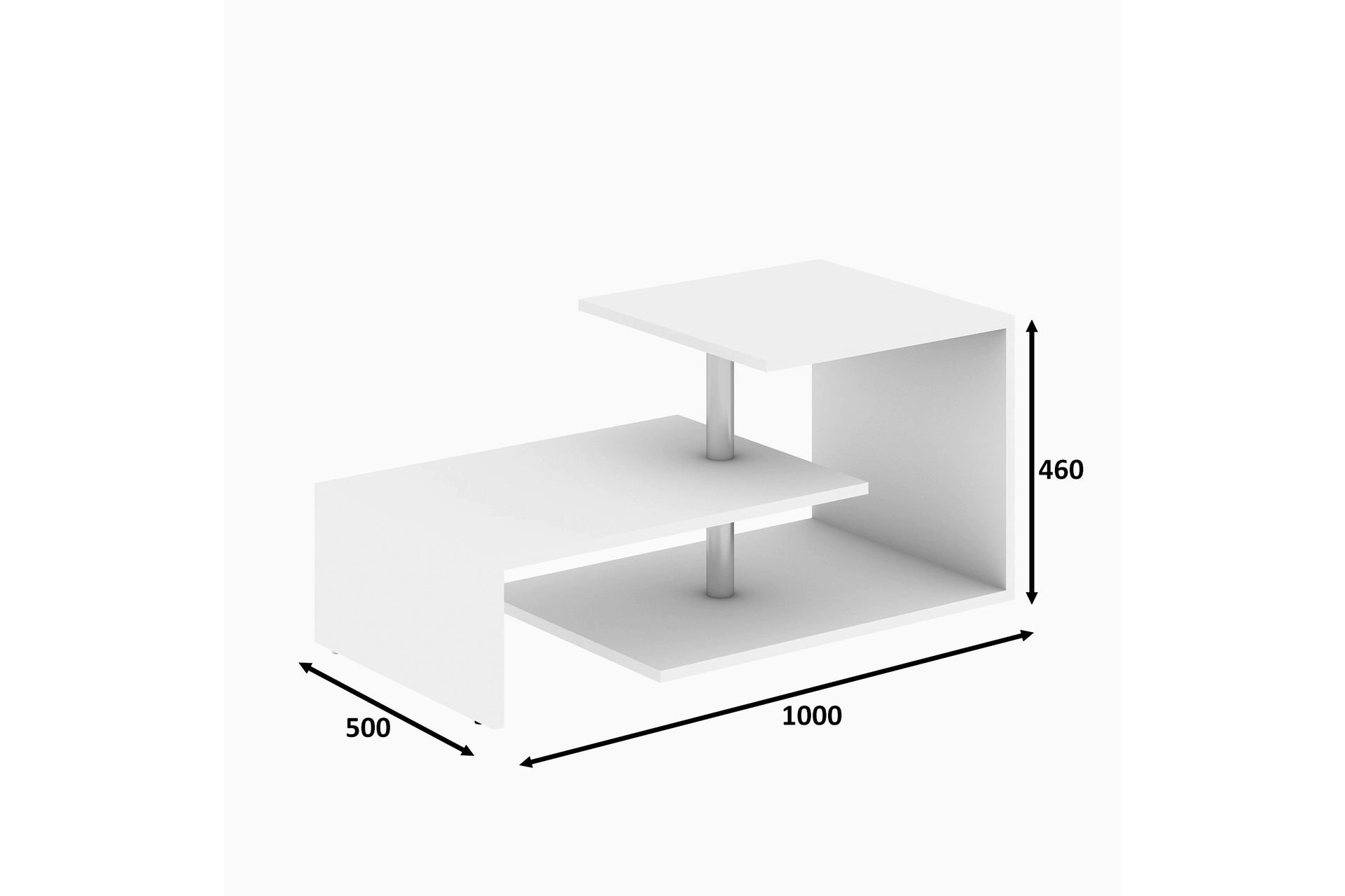 Elegancia Sofabord 100 cm med Oppbevaringshylle - Hvit - Møbler - Bord - Sofabord
