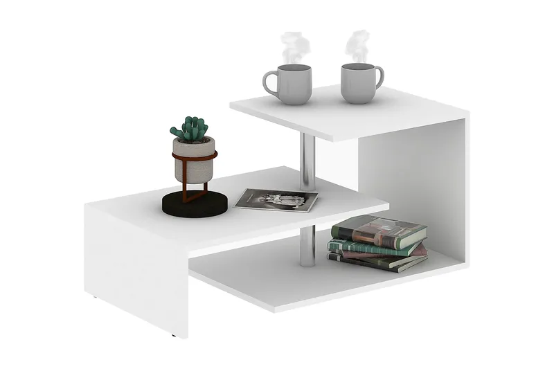 Elegancia Sofabord 100 cm med Oppbevaringshylle - Hvit - Møbler - Bord - Sofabord