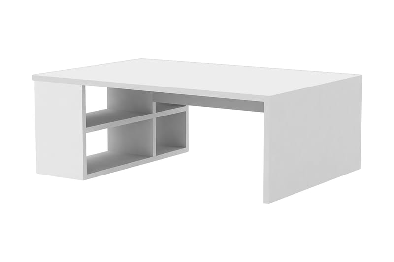 Elegancia Sofabord 90 cm med Oppbevaringshyller - Hvit - Møbler - Bord - Sofabord