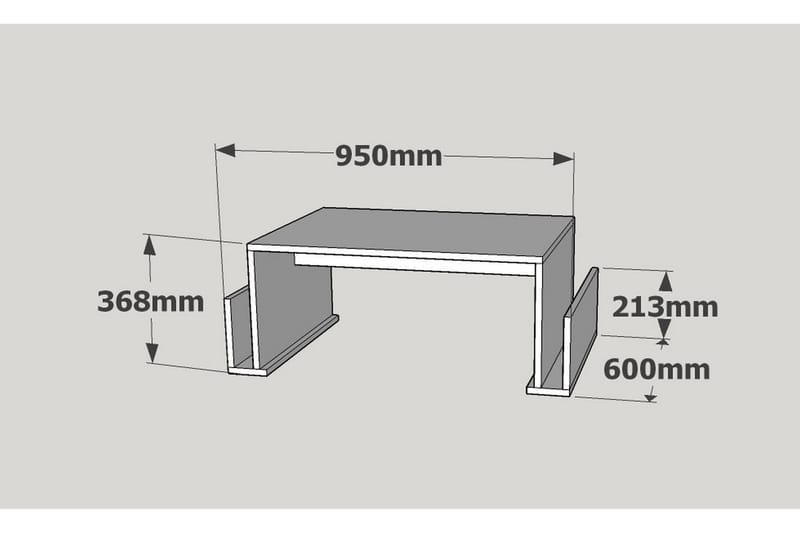 Elegancia Sofabord 95 cm med TidningsOppbevaring - Hvit - Sofabord