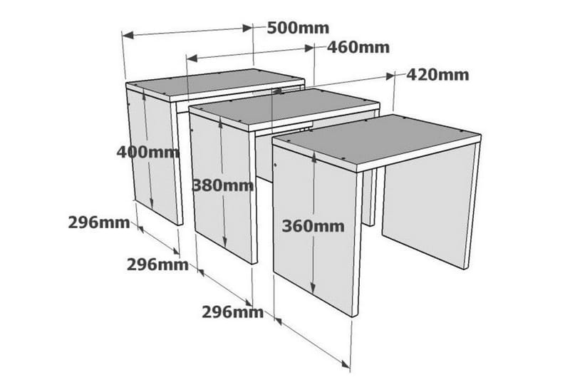 Ellinga Settbord 50x40x50 cm - Hvit - Møbler - Bord - Sofabord