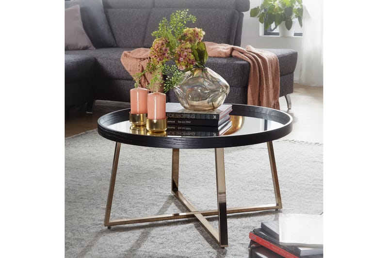 Elphin Sofabord 78 cm Rundt - Glass/Svart - Møbler - Bord - Sofabord