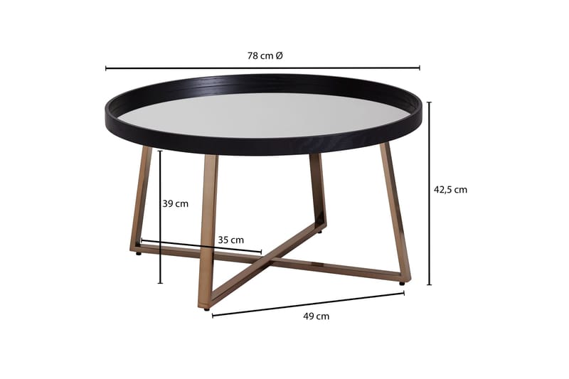 Elphin Sofabord 78 cm Rundt - Glass/Svart - Møbler - Bord - Sofabord