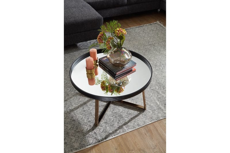 Elphin Sofabord 78 cm Rundt - Glass/Svart - Møbler - Bord - Sofabord