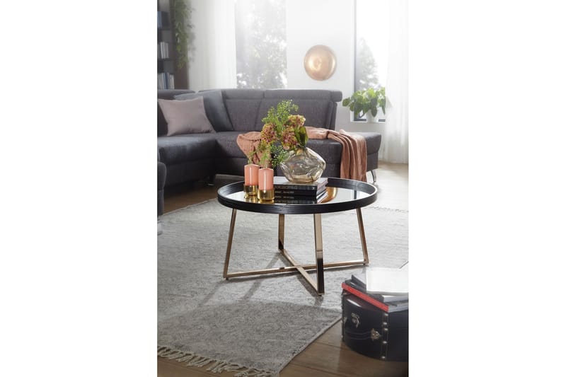 Elphin Sofabord 78 cm Rundt - Glass/Svart - Møbler - Bord - Sofabord