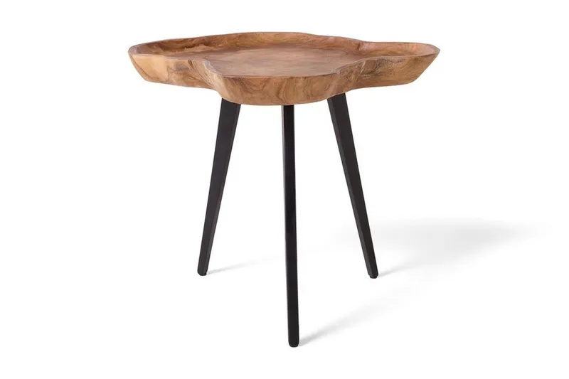 Elsa 60 cm Asymmetrisk Sofabord i Teak, Brun