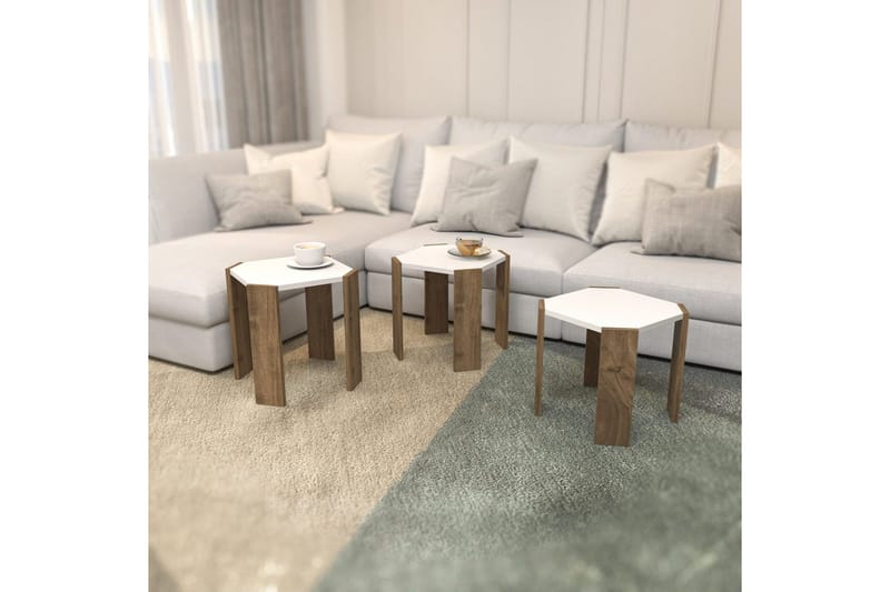 Sofabord Elvaran Hvit / Valnøtt - Brun/Hvit - Møbler - Bord - Sofabord