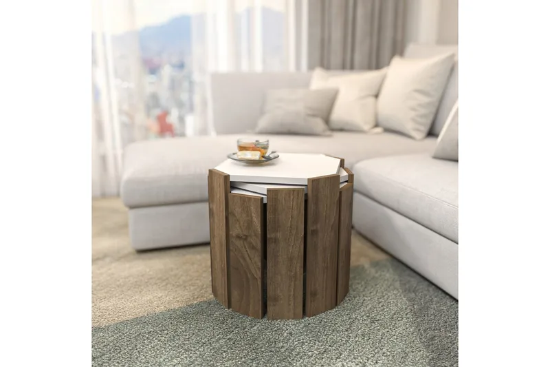 Sofabord Elvaran Hvit / Valnøtt - Brun/Hvit - Møbler - Bord - Sofabord