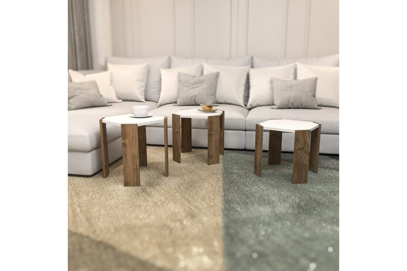 Sofabord Elvaran Hvit / Valnøtt - Brun/Hvit - Møbler - Bord - Sofabord