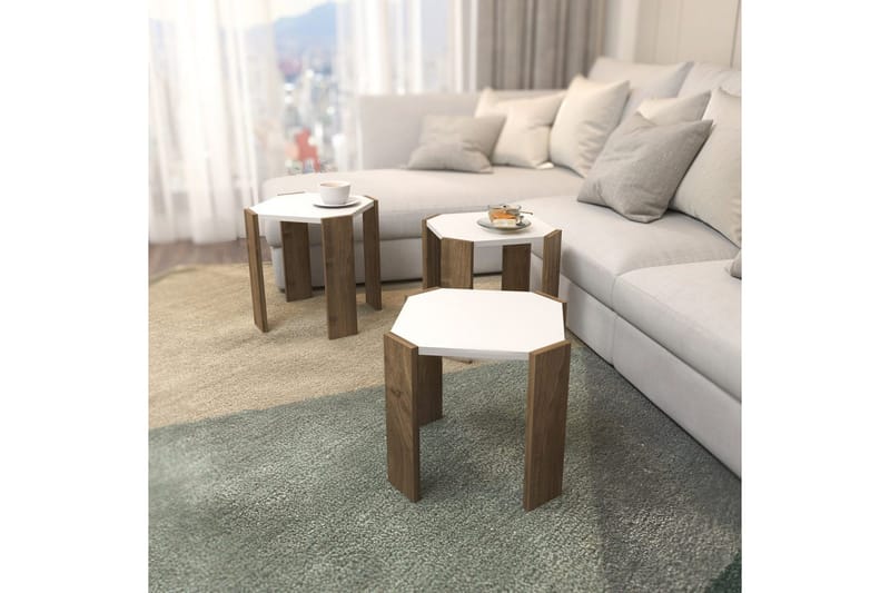 Sofabord Elvaran Hvit / Valnøtt - Brun/Hvit - Møbler - Bord - Sofabord