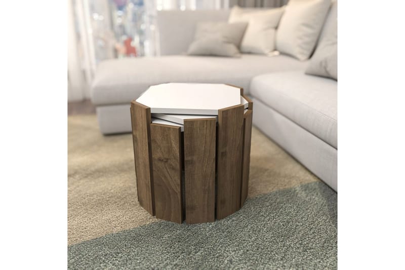 Sofabord Elvaran Hvit / Valnøtt - Brun/Hvit - Møbler - Bord - Sofabord