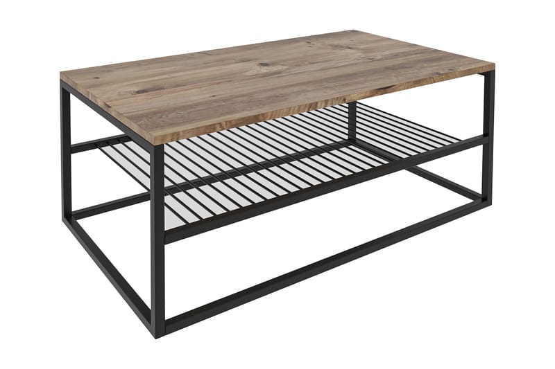 Emlak Sofabord 95 cm med Oppbevaringshylle - Natur/Svart - Møbler - Bord - Sofabord