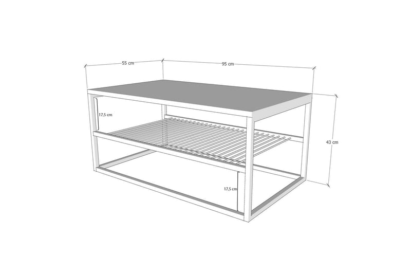 Emlak Sofabord 95 cm med Oppbevaringshylle - Natur/Svart - Møbler - Bord - Sofabord