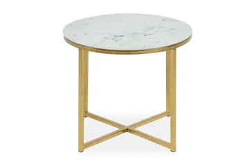 Epiffer Sofabord 50 cm Rundt Marmormønster - Hvit/Grå/Messing - Møbler - Bord - Sofabord