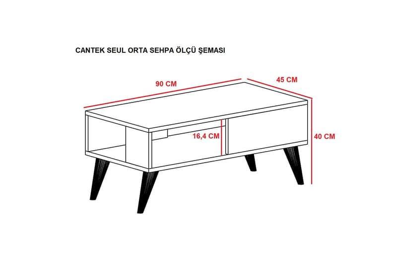 Ergene Sofabord 90x40x90 cm - Blå - Sofabord