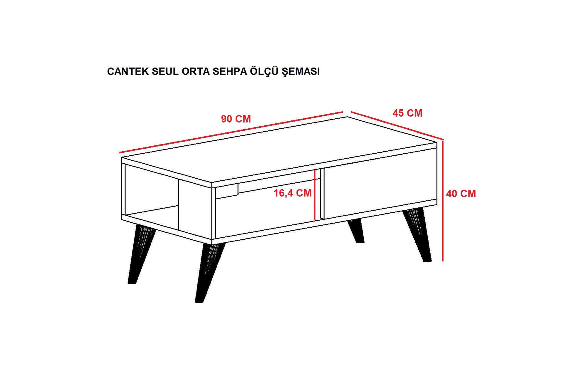 Ergene Sofabord 90x40x90 cm - Svart/Hvit - Møbler - Bord - Sofabord