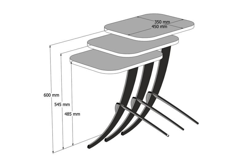 Erykah Settbord 45 cm - Hvit / Svart - Sofabord - Settbord